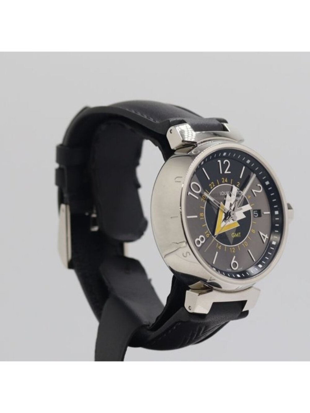 Louis Vuitton Tambour GMT Automatic Date GMT Gray Black Dial Watch - Picture 2 of 5